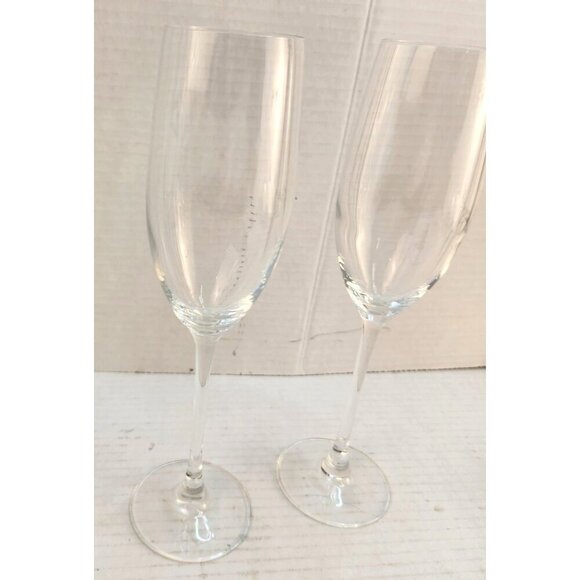 Set Of 2 Crystal Clear Champagne Flutes 9.75" Tall Stemware Glasses For Celebrat - Picture 9 of 9